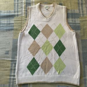 Children's Place White & Green V-Neck Sweater Pullover Men's Kids 14